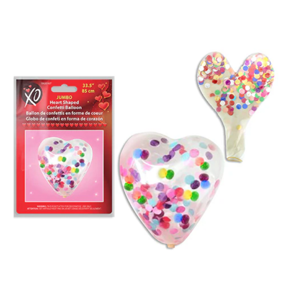 Globo Jumbo confeti multicolor en forma de corazón