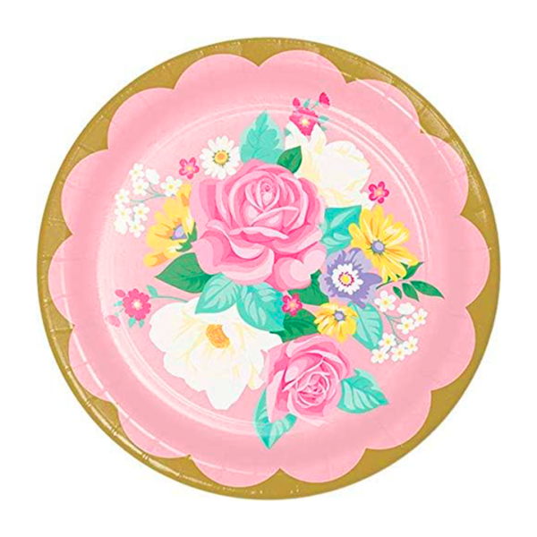 Platos floral rosa grande