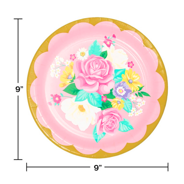 Platos floral rosa grande - Imagen 2