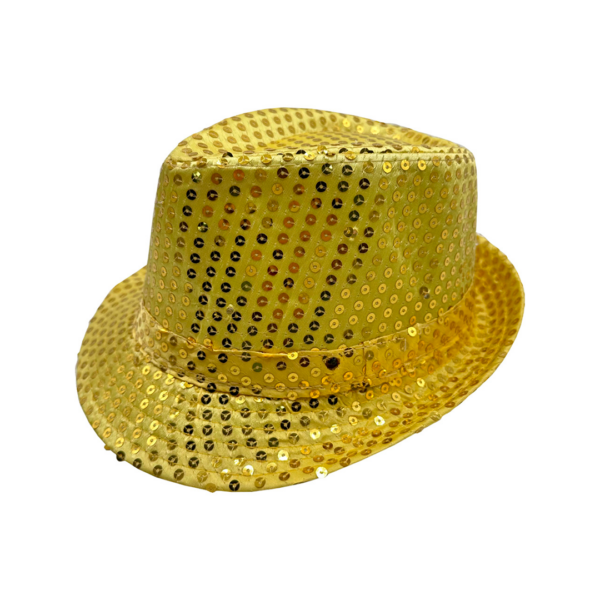 Sombrero amarillo con lentejuelas