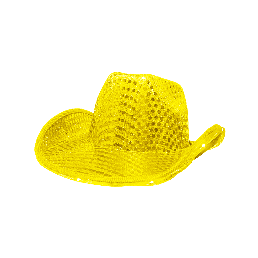 Sombrero de vaquero de lentejuelas amarillo