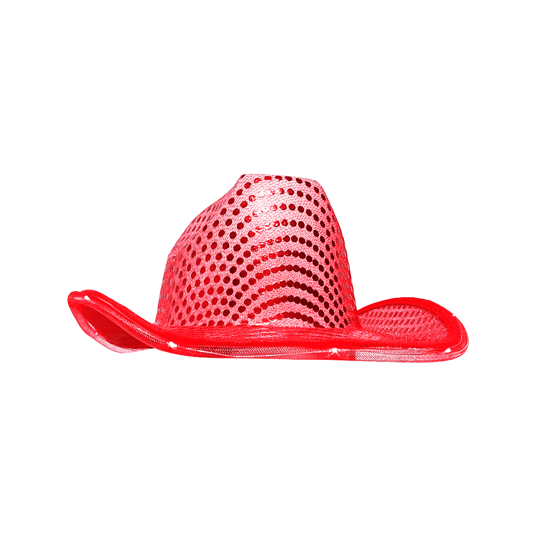 Sombrero de vaquero de lentejuelas rojo
