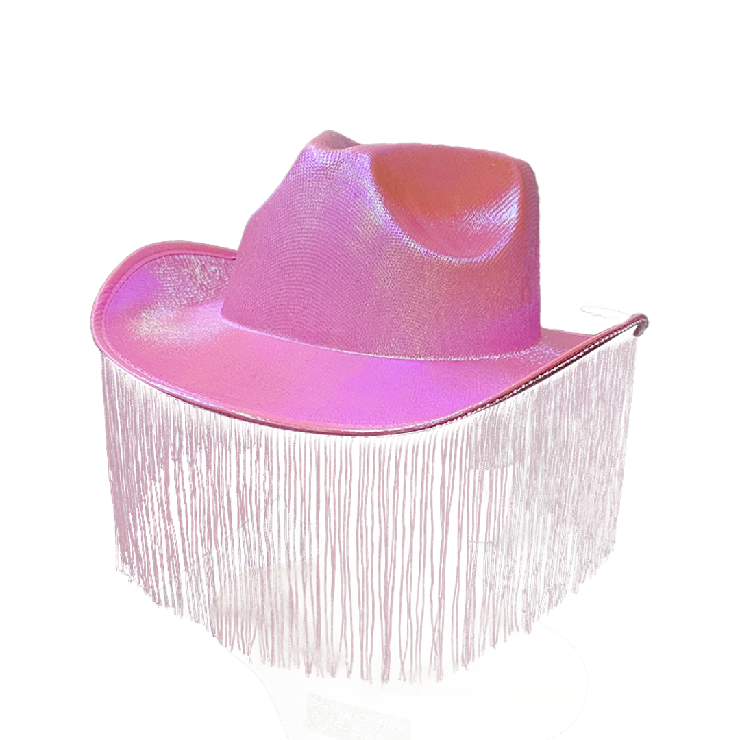Sombrero rosa con cuerdas