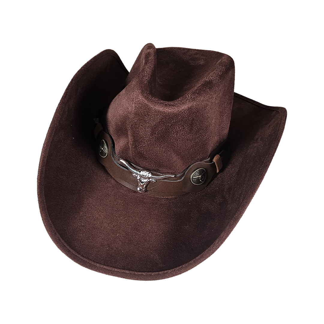 Sombrero de vaquero café con cuero