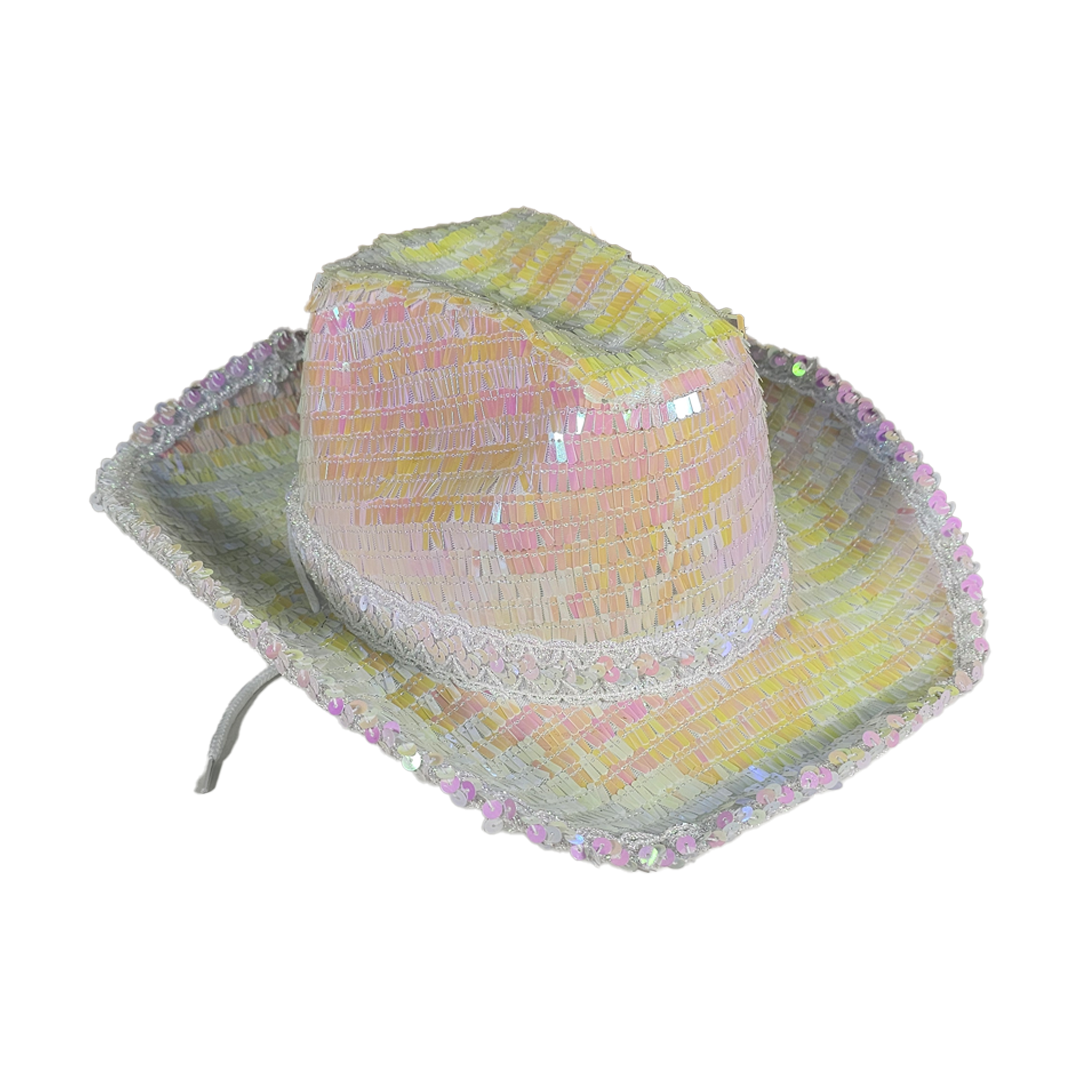 Sombrero de vaquero blanco con lentejuelas