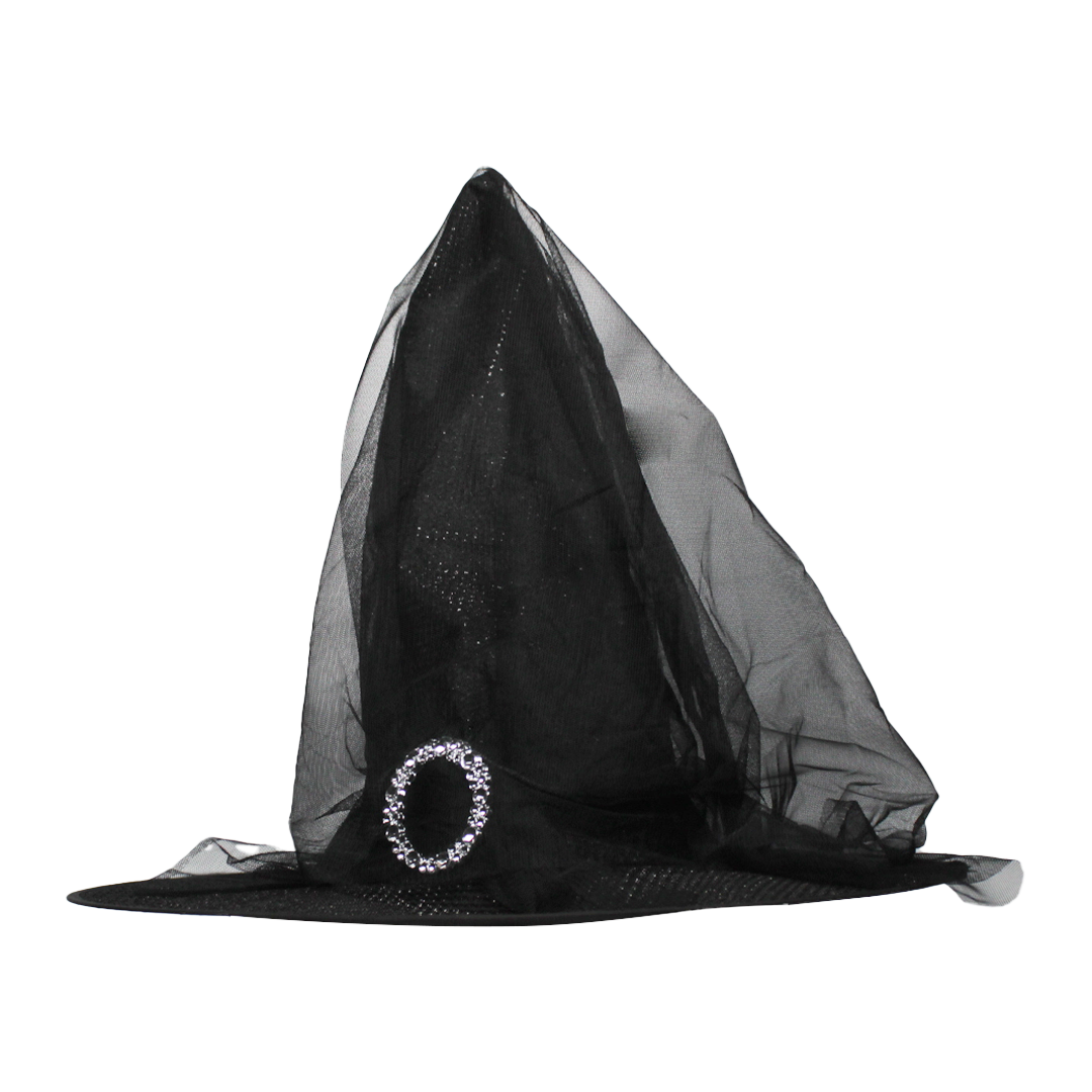 Sombrero de bruja con tela transparente
