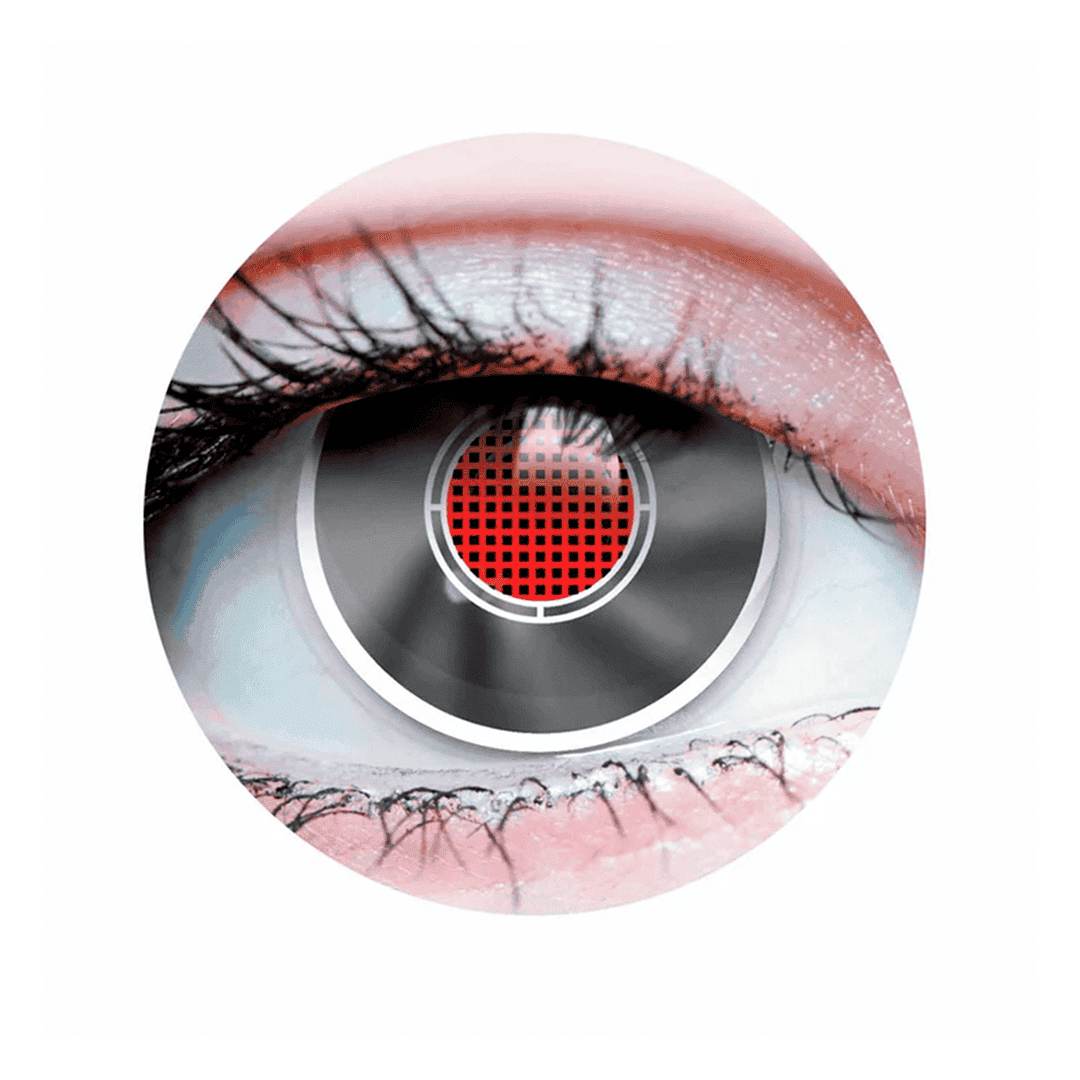 Lentes de contacto terminator ii - grey & red colored lenses