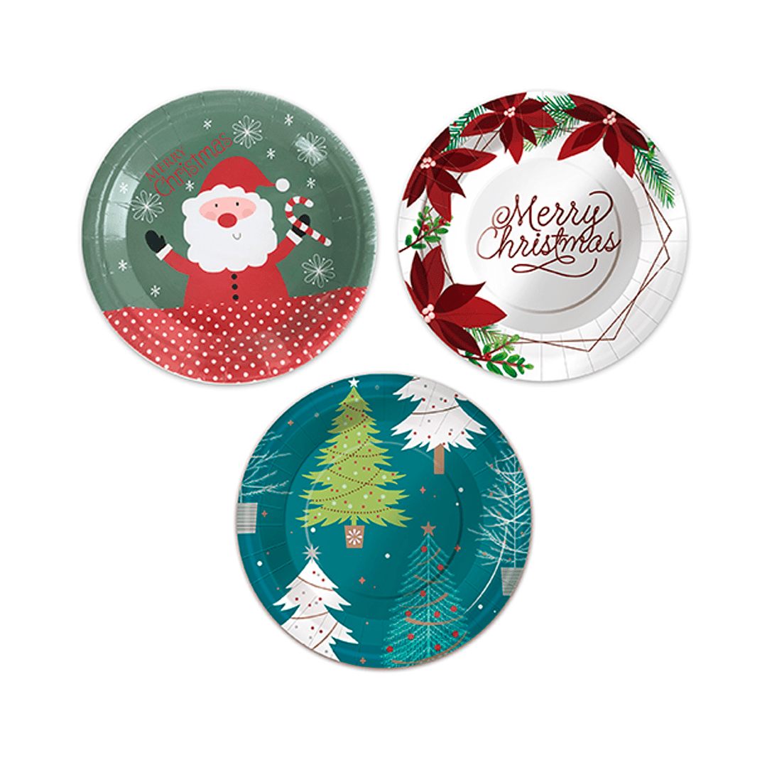 Platos redondos peque?os navide?os de 8 piezas
