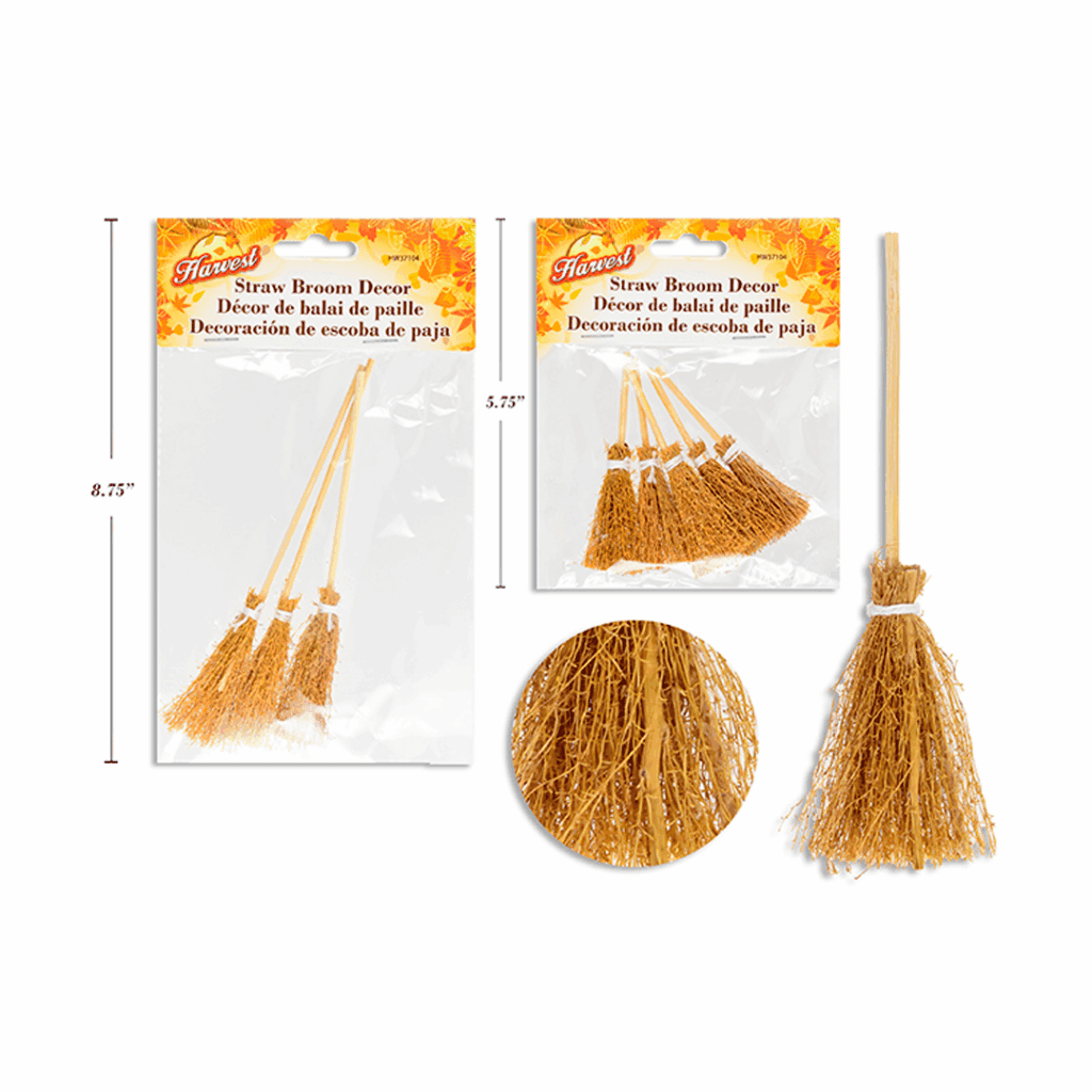 30 Mini Escobas De Paja Para Casa De Muñecas – Imitación De Bambú Con Cuerda Roja, Accesorios De Halloween Y Decoración En Miniatura