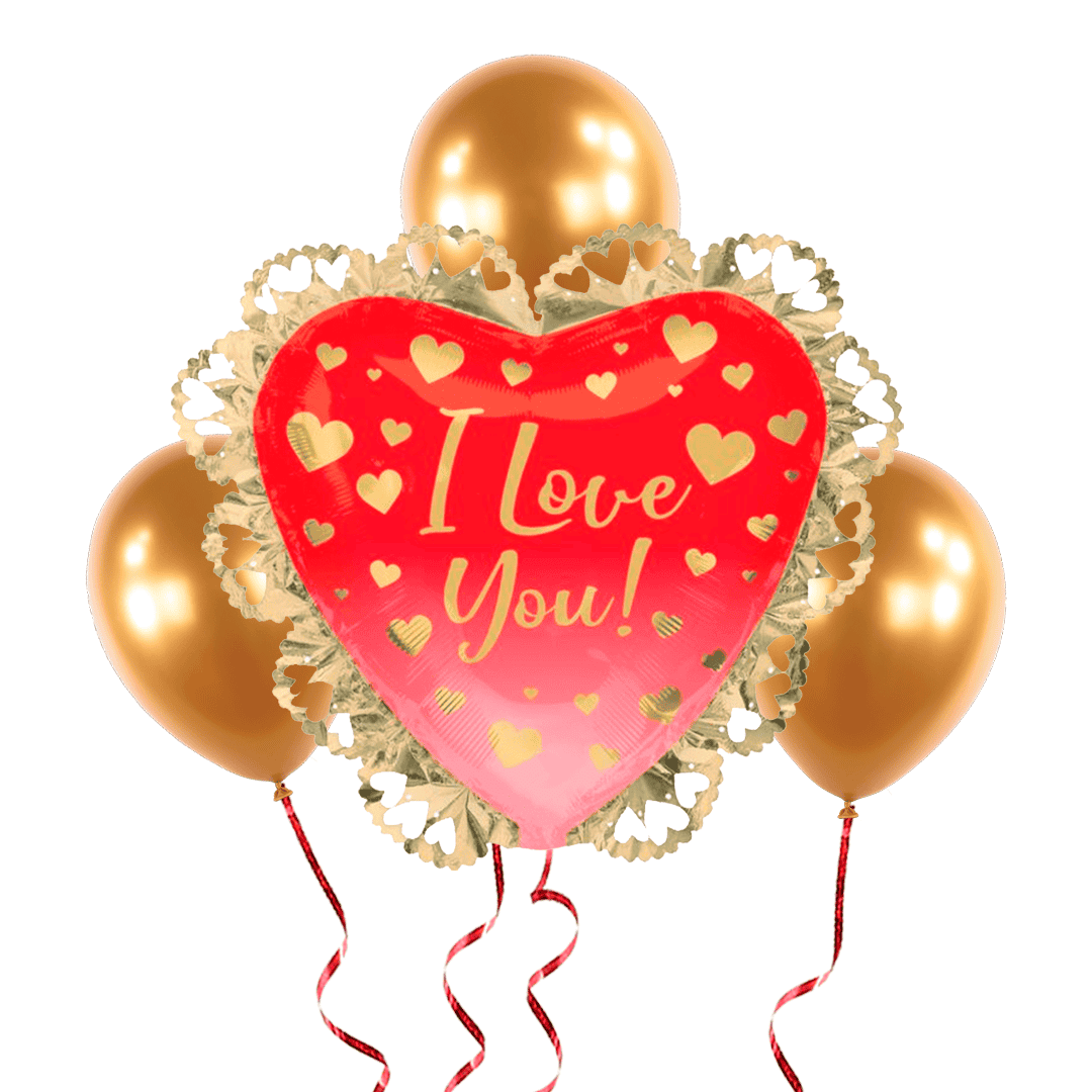 Bunch dorado metálico en forma de corazón, San Valentín. 026635423625