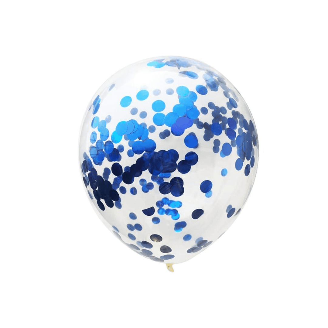 Globo látex transpearente con confetti azul