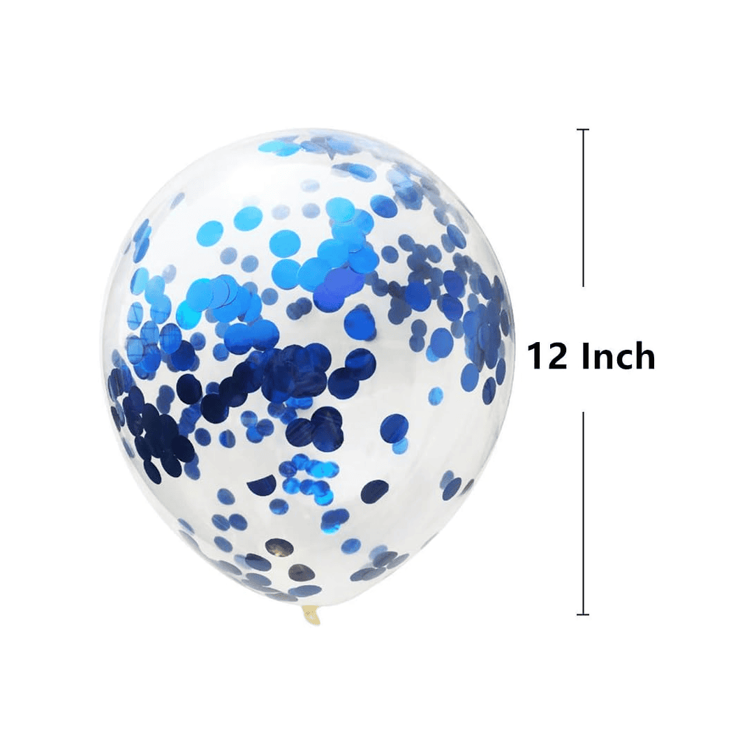 Globo látex transpearente con confetti azul - Imagen 3