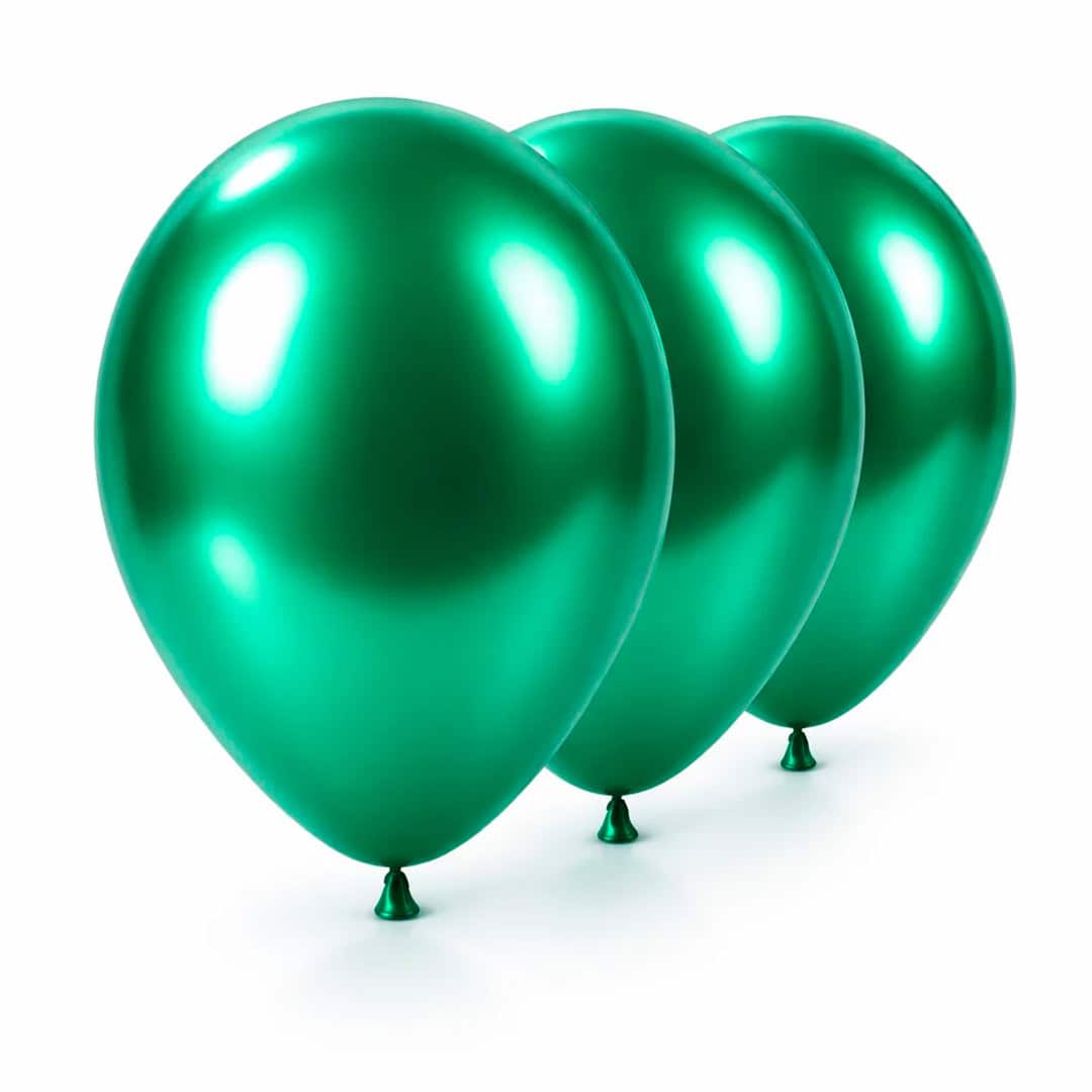 Globo Látex Verde Esmeralda Cromado 12" | 25 unidades