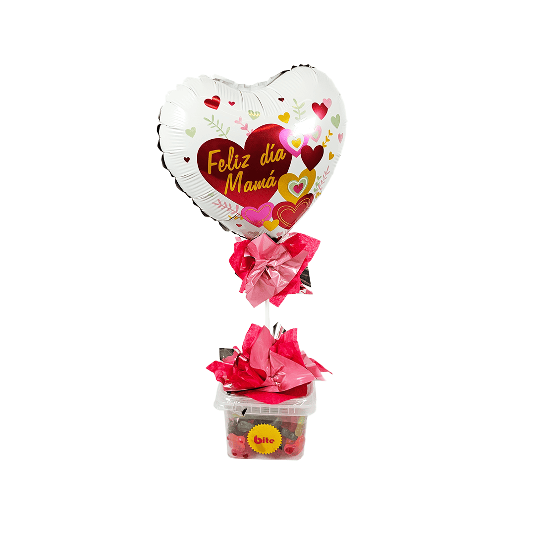 Arreglo del día de la Madre con base de dulces y mini shape con leyenda