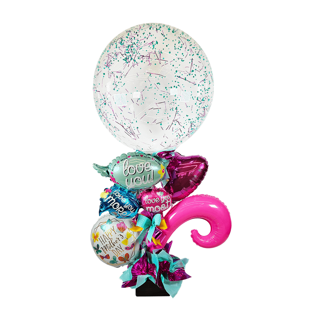 Arreglo del día de la Madre de globos un globo burbuja