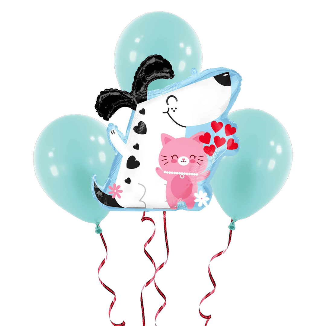 Bunch de globos con helio perrito y gatito