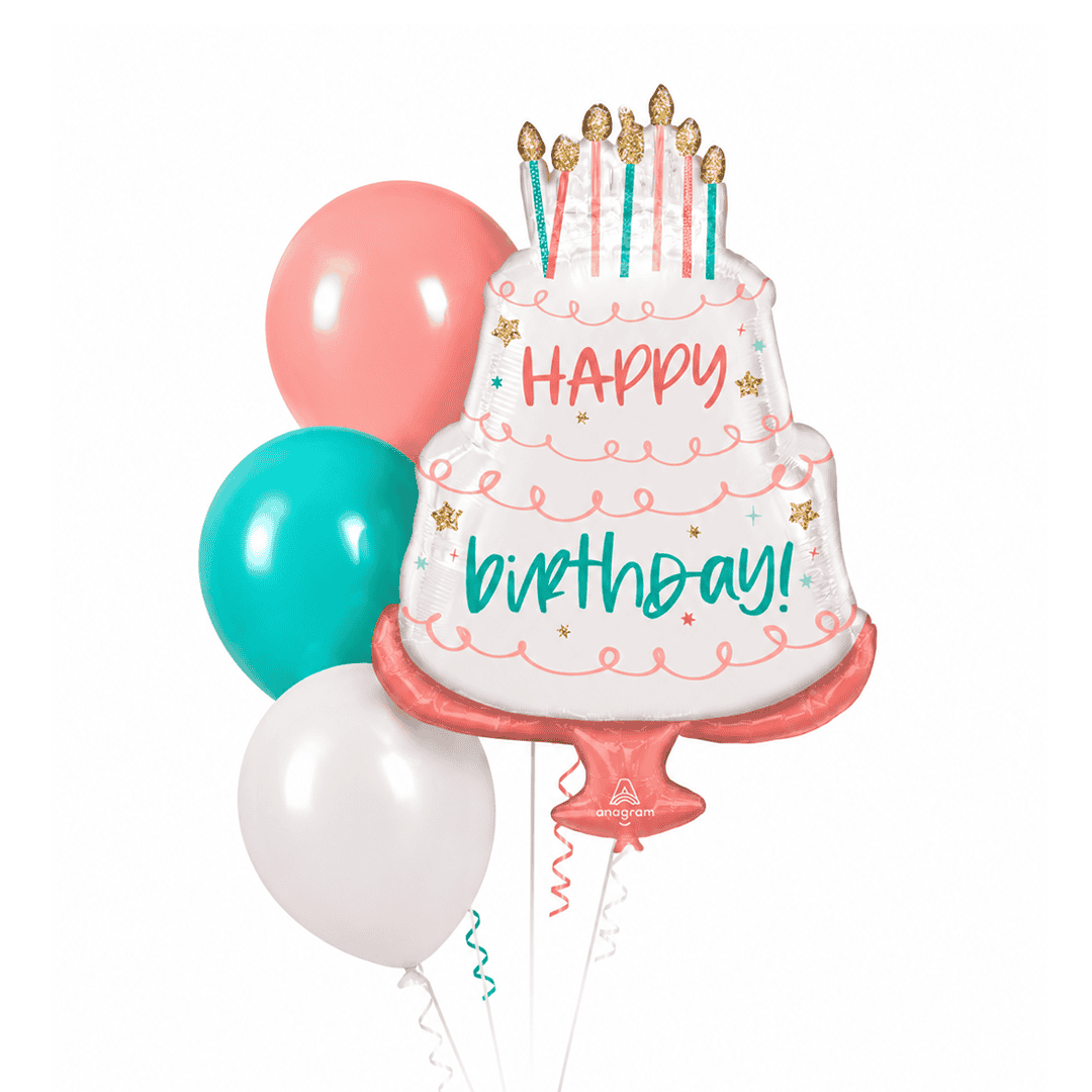 Globos con helio Pastel de cumpleaños