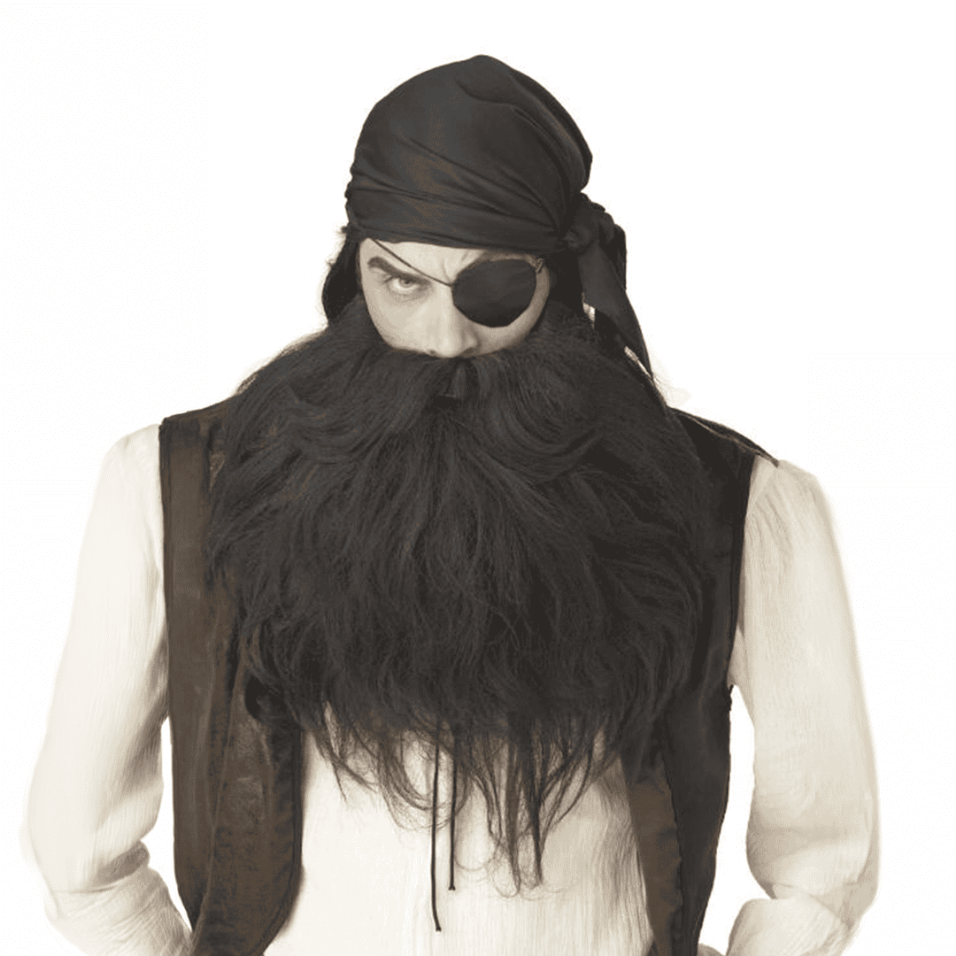 Barba y bigote de pirata - Negro