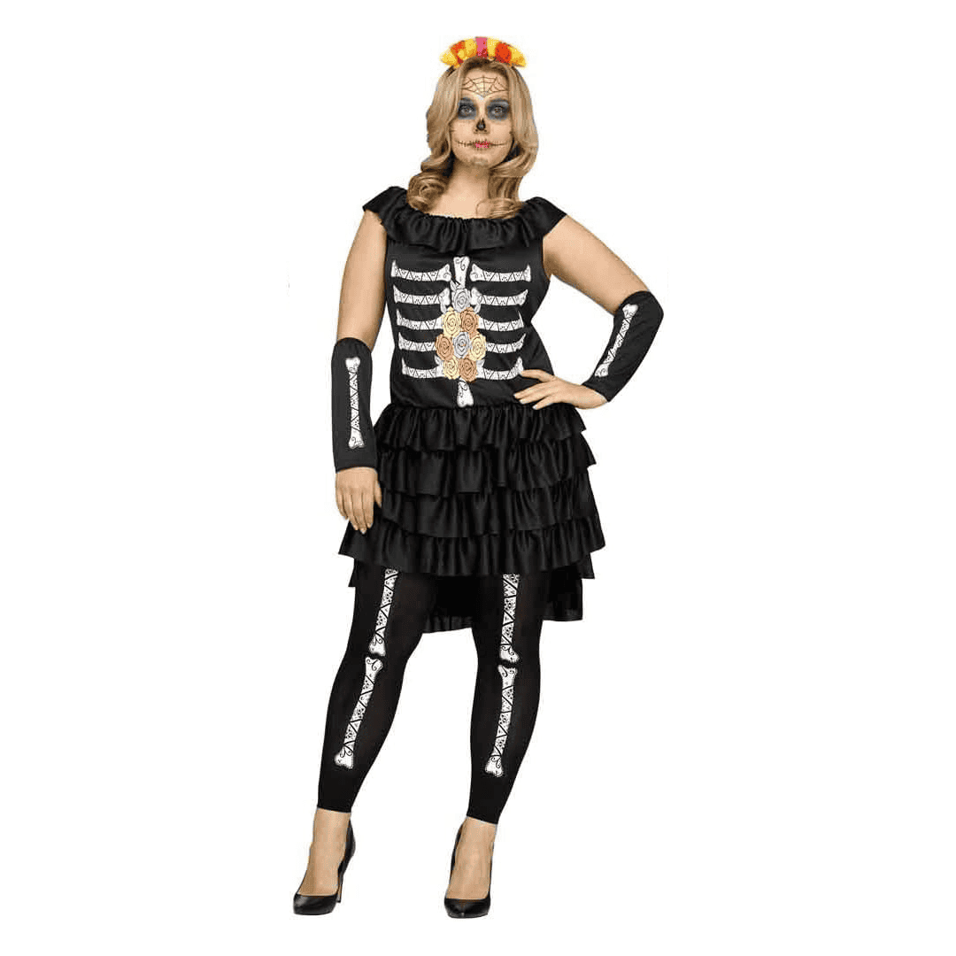Disfraz de Dia De Los Muertos para Mujer adulto talla XXL