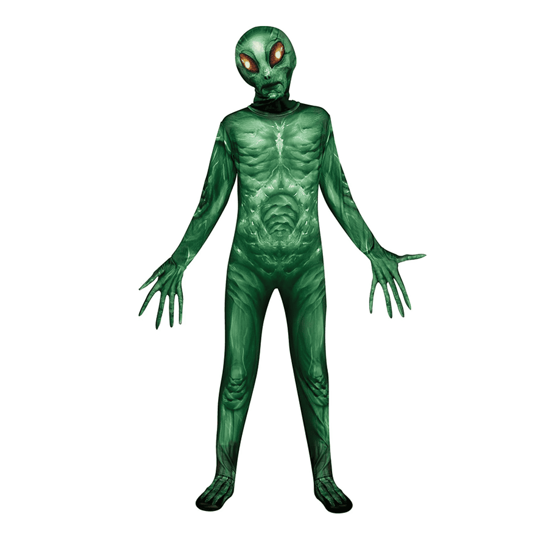 Disfraz de alienígena cósmico con ojos luminosos para niño 12-14.
