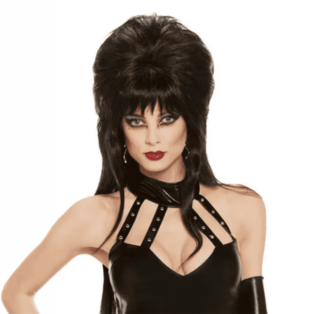 Peluca larga de Elvira, la Reina de la Oscuridad, negra, talla única