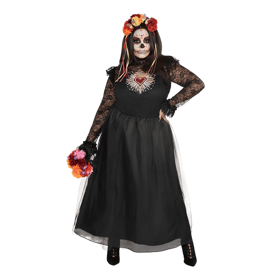 Traje del Día de los Muertos para Mujer adulto talla XXL