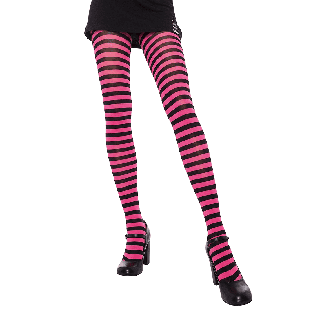 Medias de Nailon a Rayas color negro y rosado para Mujer adulto talla única