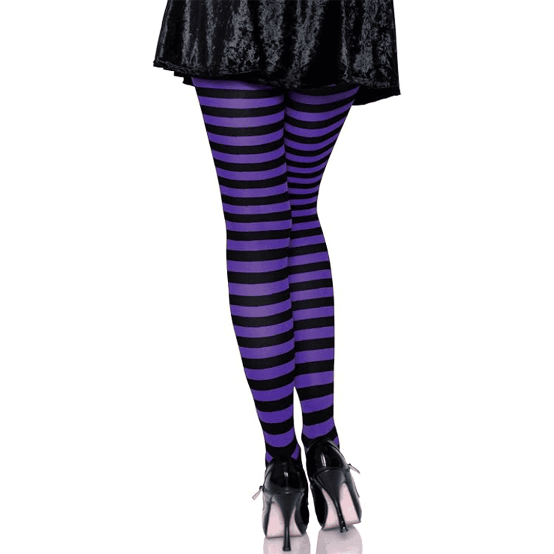 Medias de Nailon a Rayas color negro y morado para Mujer adulto talla 3X y 4X - Imagen 2