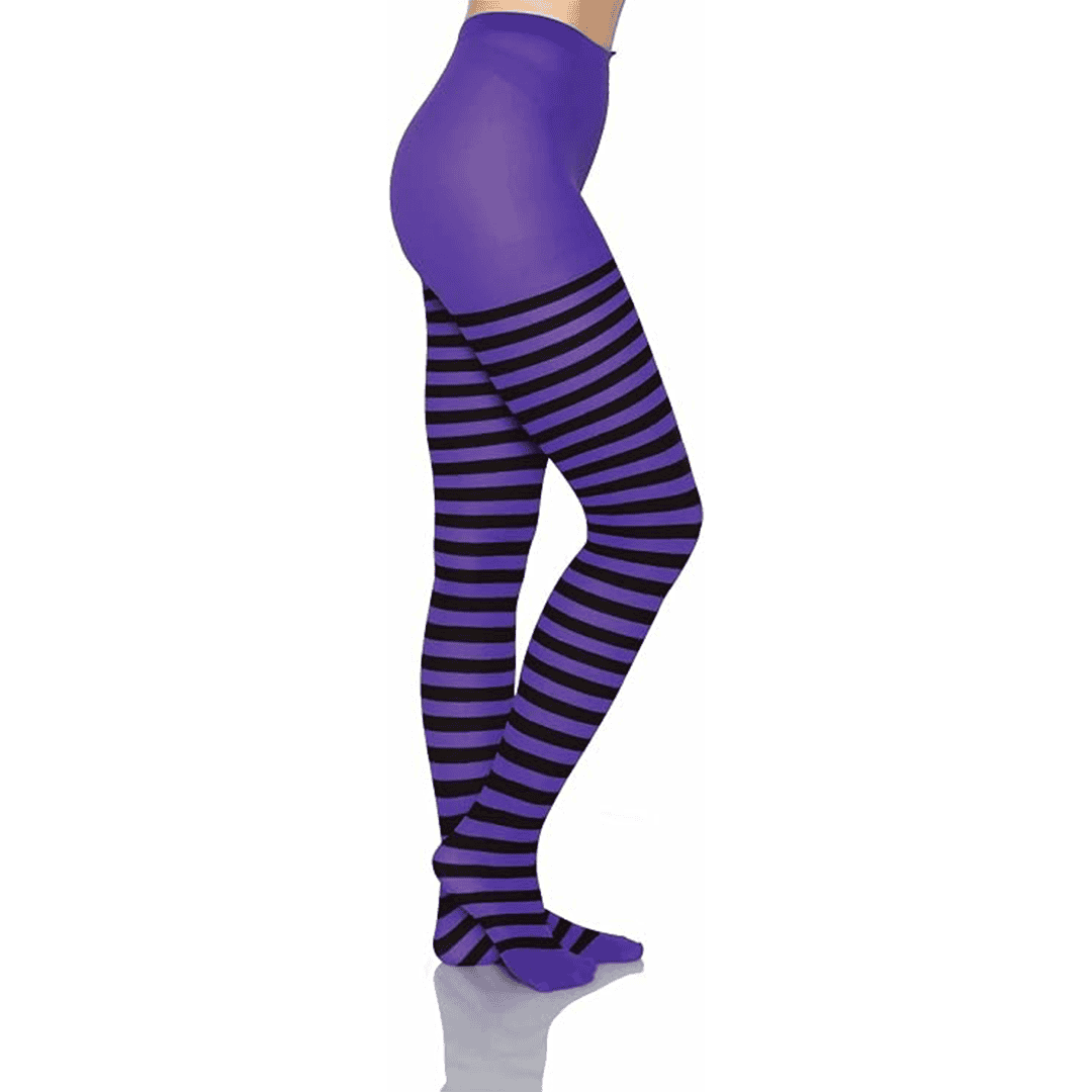 Medias de Nailon a Rayas color negro y morado para Mujer adulto talla 3X y 4X - Imagen 3