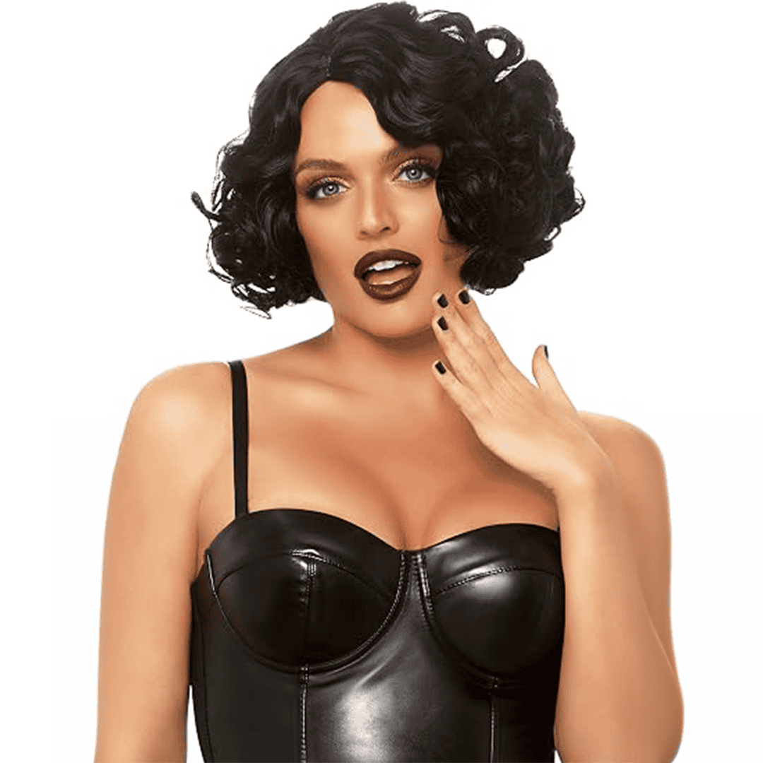 Peluca Ondulada de color negro para Mujer adulto