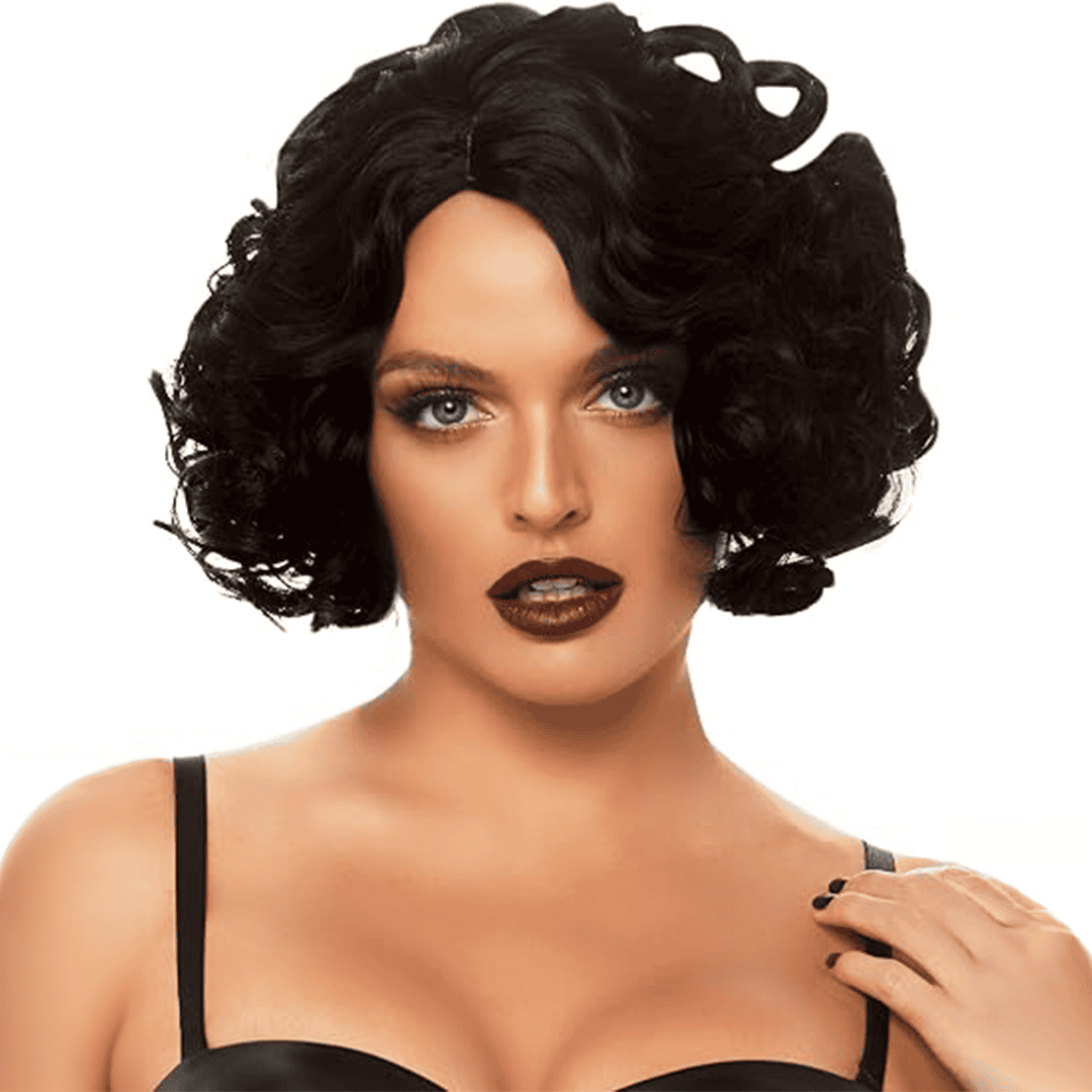 Peluca Ondulada de color negro para Mujer adulto - Imagen 2