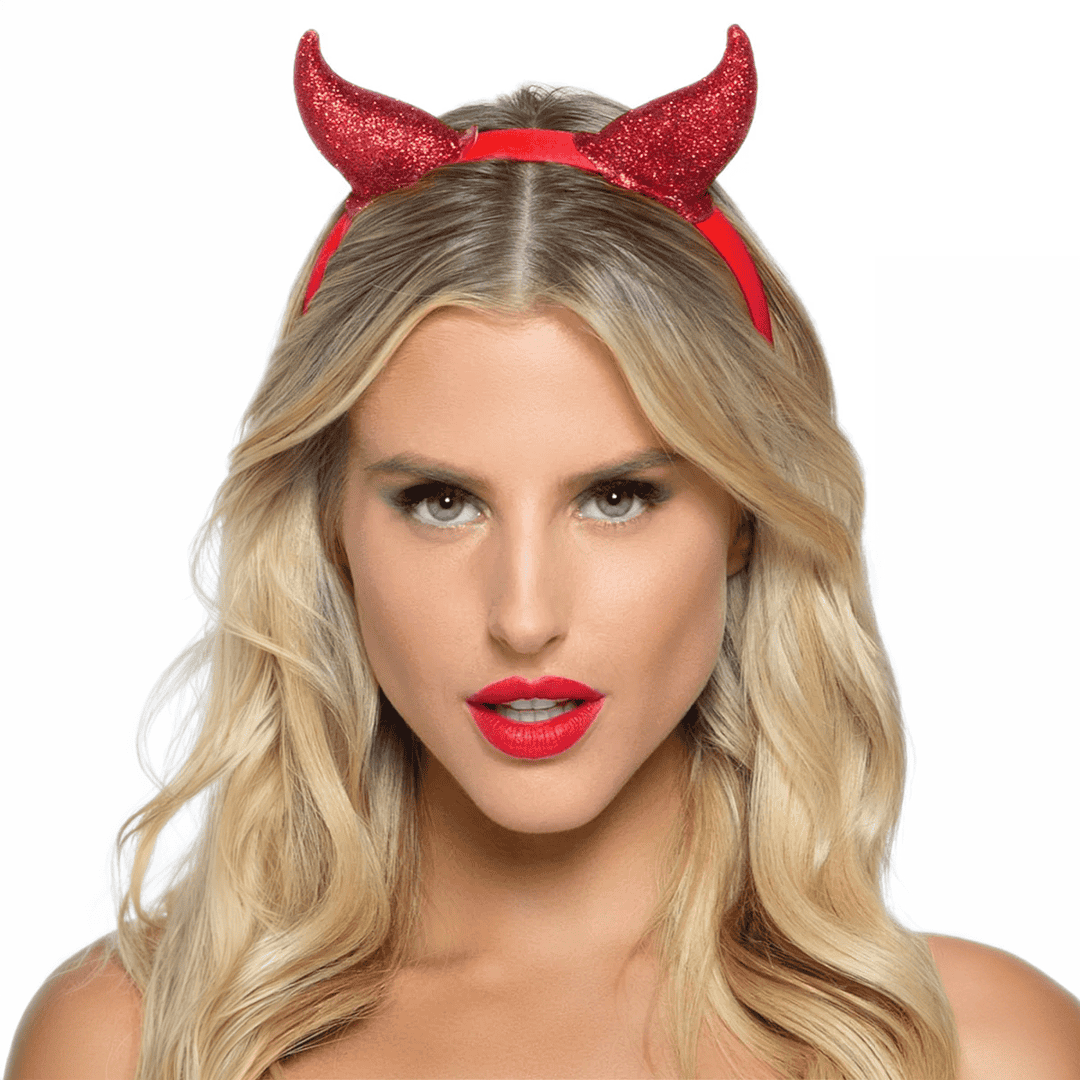 Diadema con cuernos de diablo rojo