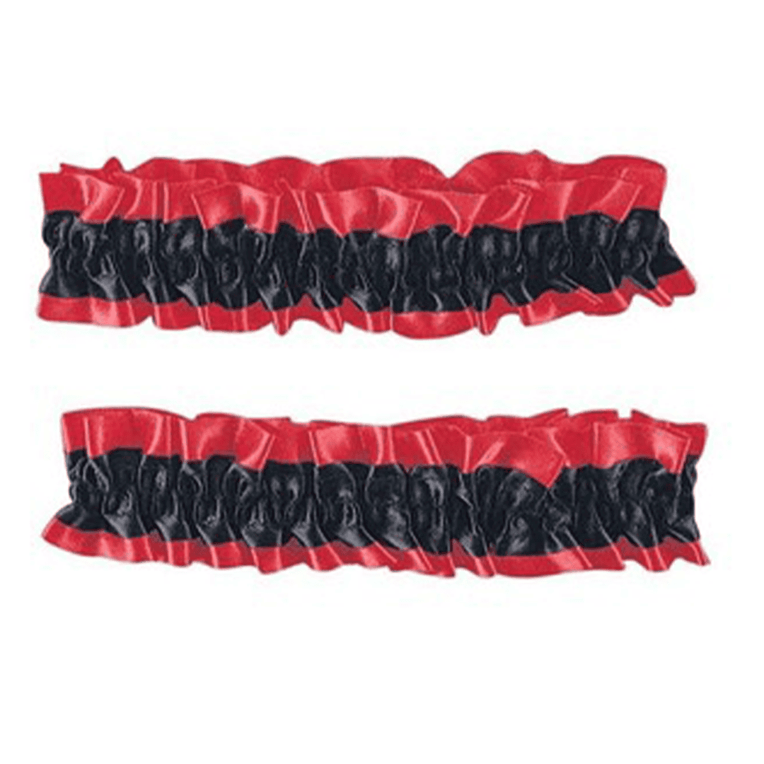 Conjunto de liga o brazalete de seda rojo y negro, talla única