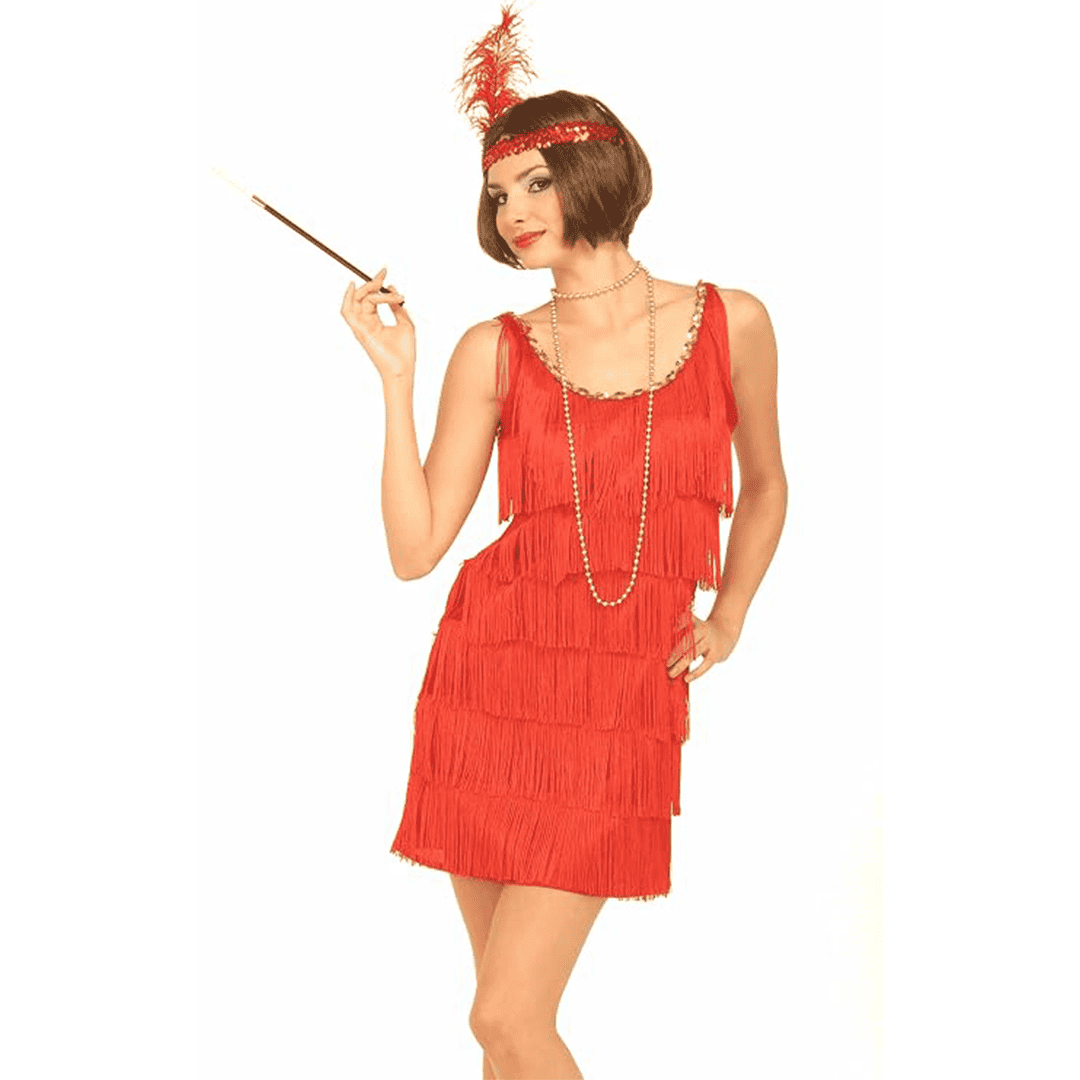 Disfraz de Flapper rojo para Mujer adulto talla M/L