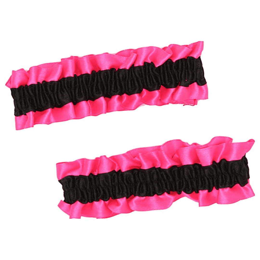 Conjunto de liga o brazalete de seda rosado y negro, talla única