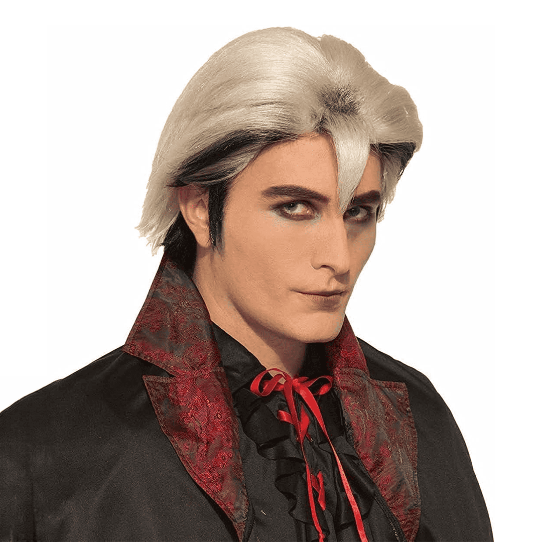 Peluca de Vampiro color blanco para Hombre talla única