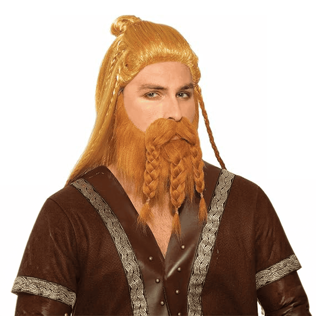 Juego de Peluca y Barba de Vikingo para Hombre