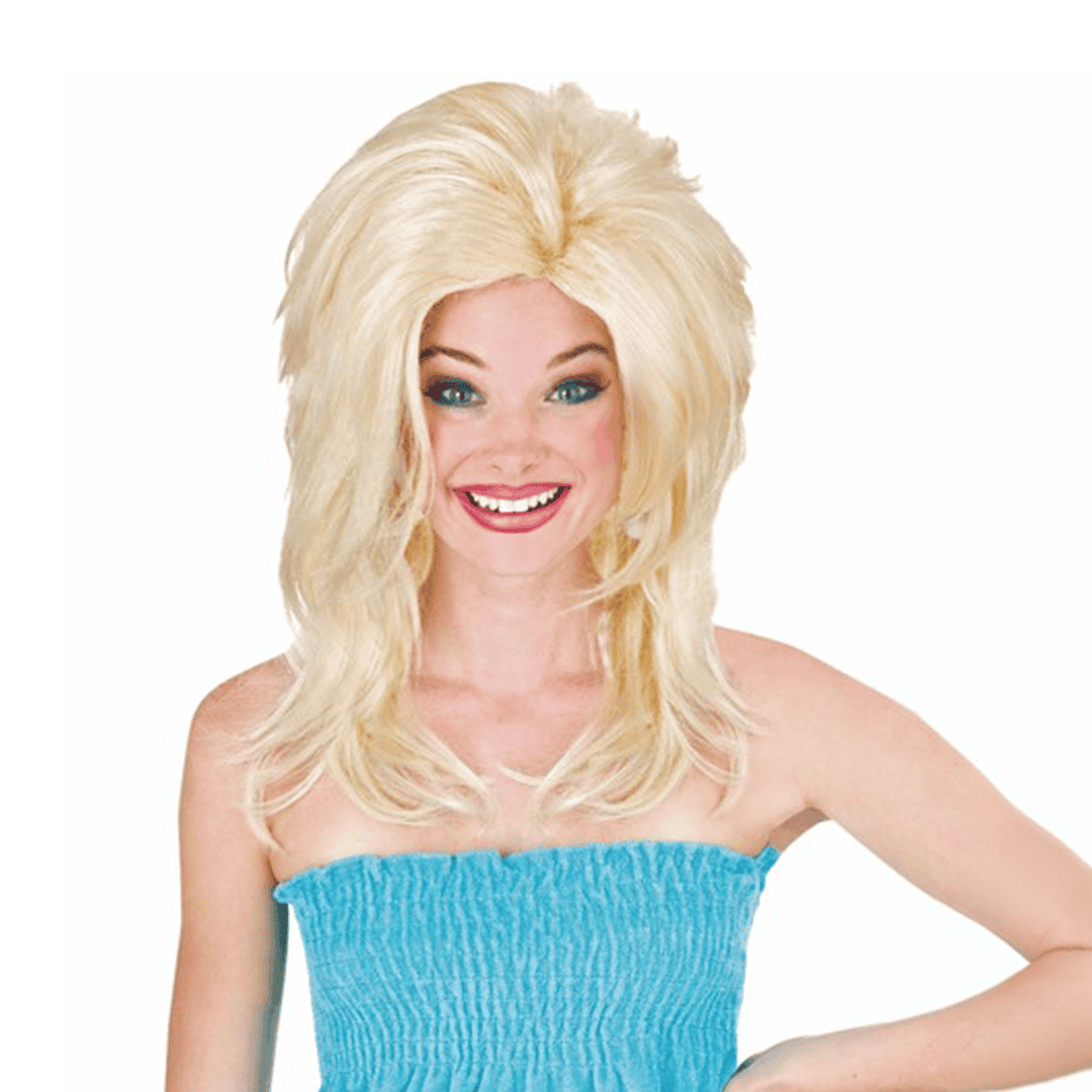 Peluca Rubia Estilo Rockera de los años 80 para Mujer talla única