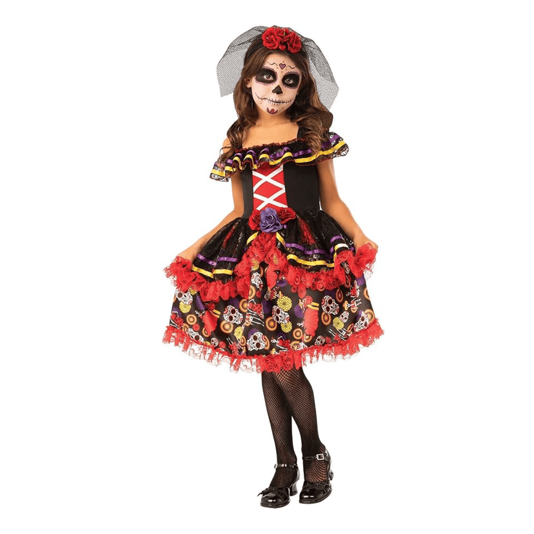 Disfraz del Día de los Muertos para Niña talla S