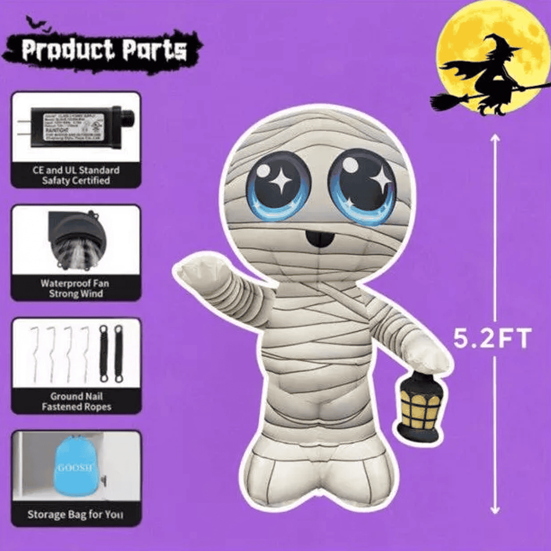 Inflable de halloween momia con luz - Imagen 4