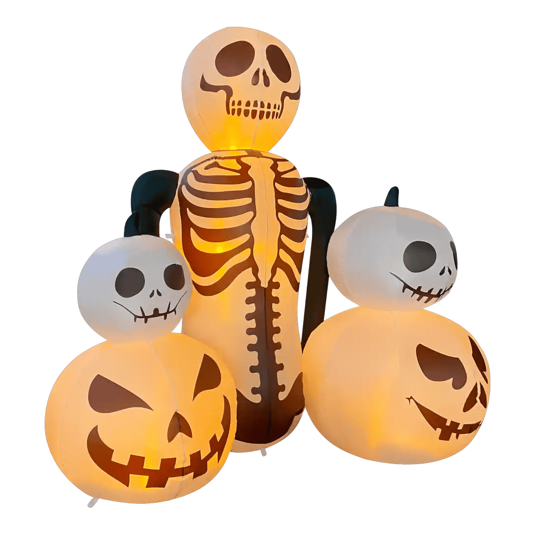Inflable de halloween calavera con calabazas