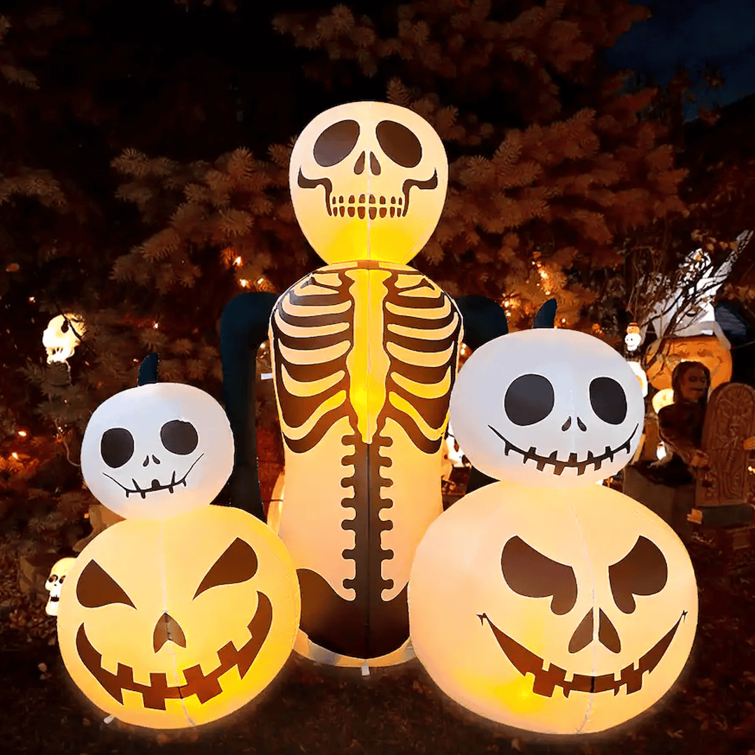 Inflable de halloween calavera con calabazas - Imagen 2