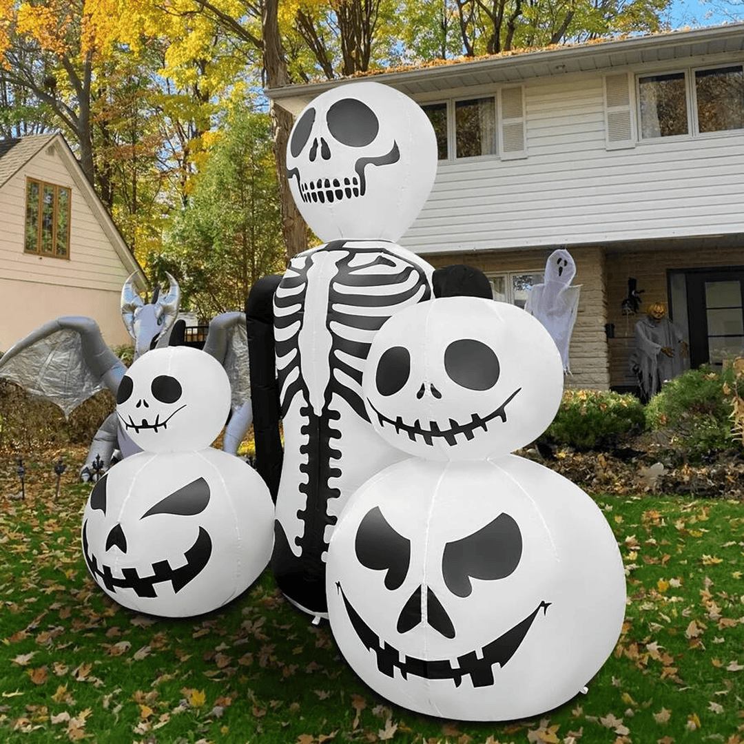 Inflable de halloween calavera con calabazas - Imagen 3