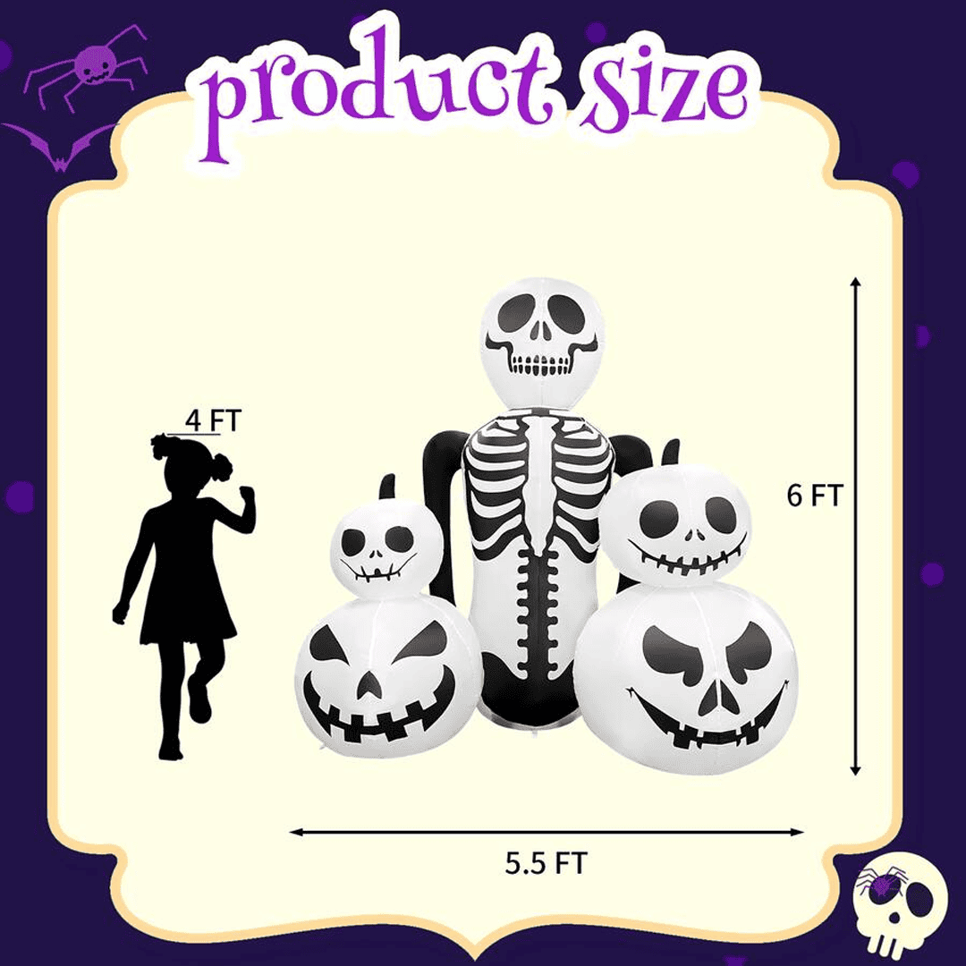 Inflable de halloween calavera con calabazas - Imagen 4