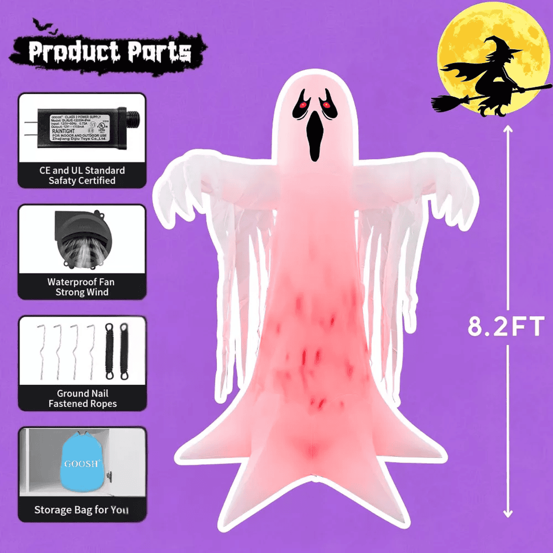 Inflable de halloween fantasma con luz - Imagen 5
