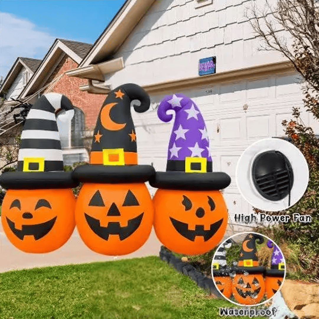 Inflable de halloween calabazas con sombrero - Imagen 3