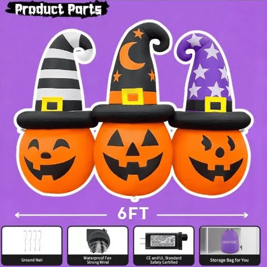 Inflable de halloween calabazas con sombrero - Imagen 4