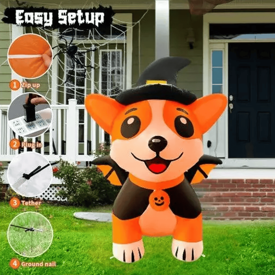 Inflable de halloween perrito calabaza - Imagen 4