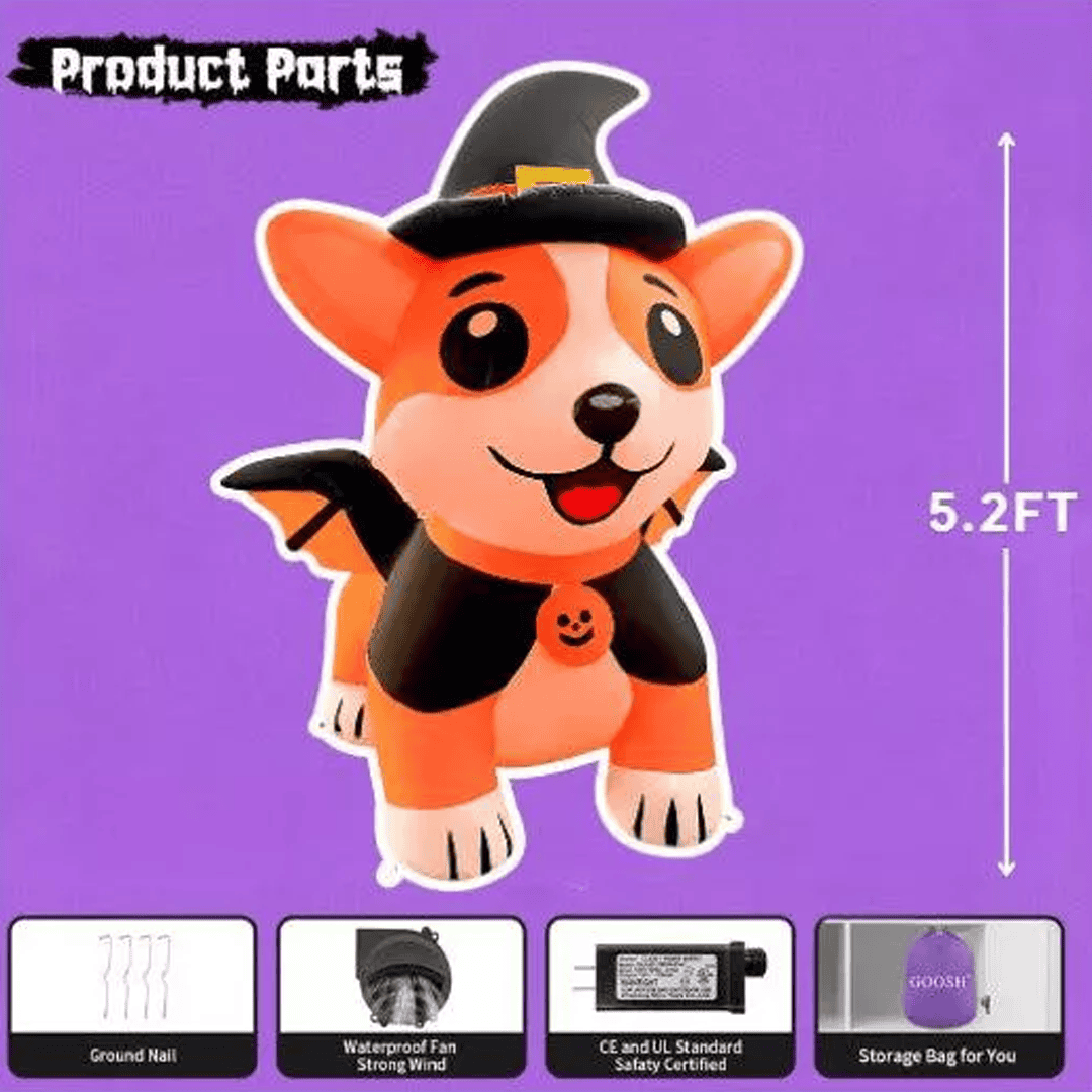 Inflable de halloween perrito calabaza - Imagen 5