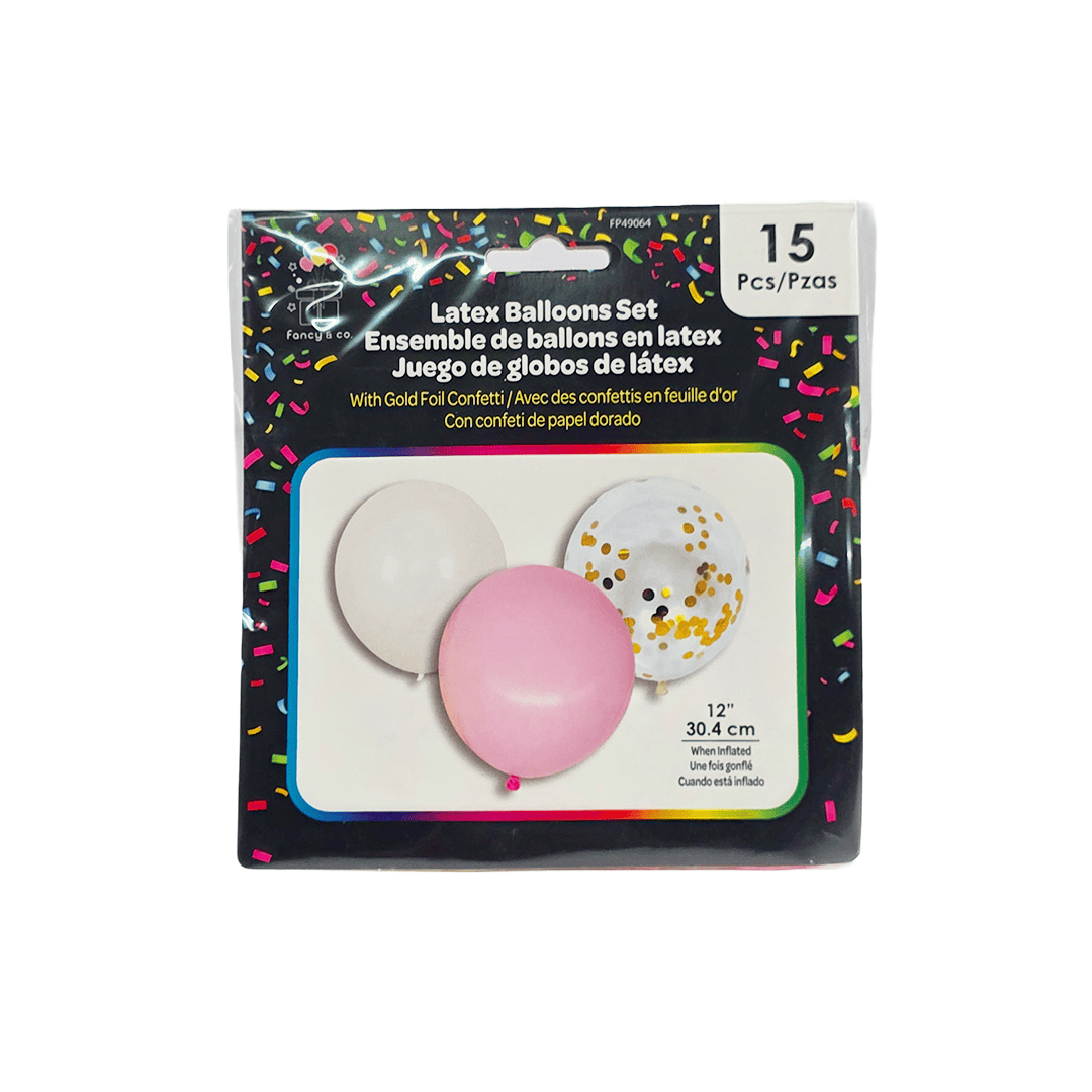 Kit de globos rosados + blanco + confetti - Imagen 2